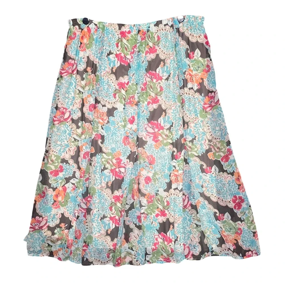 Cato Woman Floral Maxi Skirt Womens 22/24W Boho Cottagecore Flowy Pull On Summer